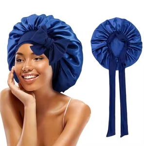 Bonnet de nuit en satin double couche pour femmes, avec bande à nouer, idéal pour cheveux bouclés - Cadeau promotionnel IStapromo - Product Image 4