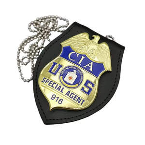 Badge de sécurité artisanal en métal personnalisé par HLC avec porte-badge en cuir et chaîne, badges de sécurité pour la décoration de fête - Product Image 6