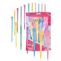 Ensemble de 17 pinceaux de maquillage colorés, manche en plastique, pinceaux de maquillage de haute qualité, pinceau à poudre pour le visage, pinceau à blush, ensemble de pinceaux de maquillage Real Technique