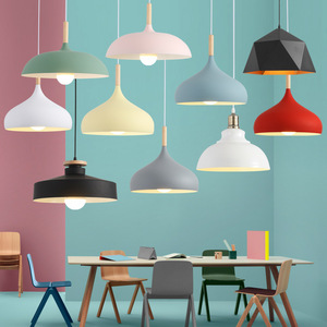 Lámpara colgante minimalista moderna, redonda, E27, bombilla incandescente, blanca, roja, verde, amarilla, negra, rosa, azul, gris, para oficina, hotel - Product Image 5