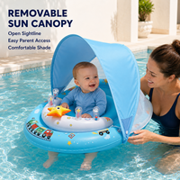 Bouée de piscine pour bébé avec auvent et centre d'activités, anneau gonflable en PVC avec siège en maille pour marque privée