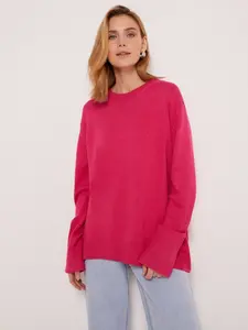 Blubelle femmes <span class=keywords><strong>pull</strong></span> en tricot à col rond coupe ample doux couleur unie confortable pulls surdimensionnés pour automne hiver grande taille devant court - Product Image 3