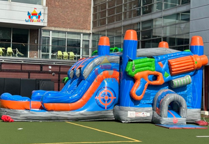 Château gonflable sur le thème de NERF avec toboggan, qualité commerciale, pour les fêtes d'enfants - Product Image 2