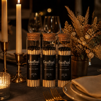 Allumettes en bois avec griffoir intégré dans le bocal en verre, accessoire pour cheminée domestique et utilisation avec bougies parfumées d'intérieur