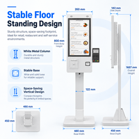 Kiosque en libre-service sur pied de 21,5 pouces, Intel N5095 Full HD avec imprimante de reçus 80 mm, lecteur de code QR pour utilisation en restaurant et commerce de détail