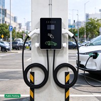 Borne de recharge murale double pour VE, station de charge AC à deux pistolets avec écran, Type 2, IP54, pour garage souterrain et parking en hall