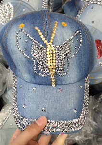 Go Party Mũ Bóng Chày Vải Denim Đau Khổ Cho Nữ Mũ Lấp Lánh Hình Trái Tim Bướm Quyến Rũ Đính Đá Đính Ngọc Trai Quần Jean Đính Đá Vương Miện Chữ Cái - Product Image 6