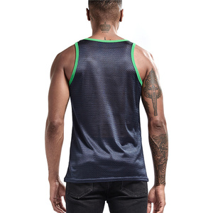 Débardeur sans manches en maille polyester/coton confortable pour homme Débardeur de sport respirant imprimé javel délavé - Product Image 6
