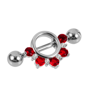 Rosso CZ acciaio chirurgico <span class=keywords><strong>capezzolo</strong></span> bilanciere 14mm argento corpo in oro Piercing bar gioielli anello <span class=keywords><strong>capezzolo</strong></span> - Product Image 2