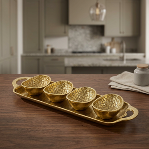 Ensemble de plateaux de service en aluminium couleur or, bols texturés pour collations et sauces, pour la décoration de table de fête - Product Image 3