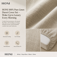 Ensemble de literie HONI certifié OEKO-TEX 100% lin, 3 pièces, style luxueux, couvre-lit moelleux pour lit queen et king, en vente
