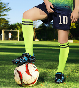 Custom Kids Football Cleats Velcro Soccer Shoes Breathable Anti Slip Training <b>Boots</b> White Black Gold Pattern - Product Image 6