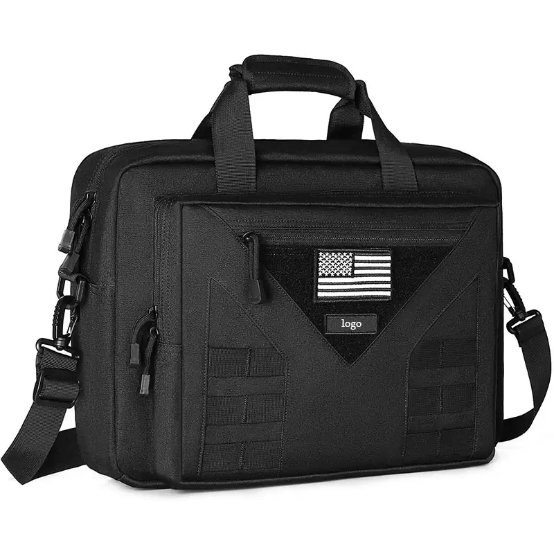 Bolso de hombro personalizado para ordenador portátil, 15,6 pulgadas, con parche de bandera de EE. UU., maletín táctico de negocios para Notebook