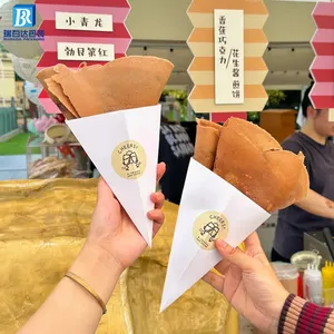 Emballage de cône en papier pour crêpes personnalisé, boîte de churros jetable à emporter, emballage de frites, porte-papier gaufré à bulles pour crème glacée
