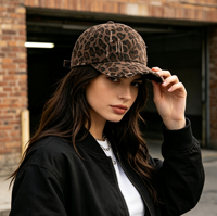 Casquette de baseball personnalisée pour femme, imprimé léopard, 6 panneaux, en coton non structuré, style streetwear, skate, hip-hop, dad hat avec boucle métallique