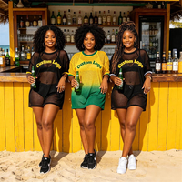 Op maat gemaakte logo Jouvert carnavalskleding mesh badkledingset dames private label maandagkleding strandjurk groothandel Miami carnavalskostuum