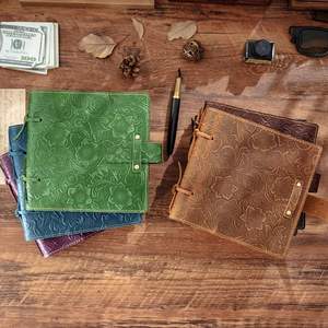 Cuaderno de Estilo Retro Nostálgico, Hecho a Mano, con Patrón Grabado en Cuero, Cuerda para Atar, Papel Kraft - Product Image 3