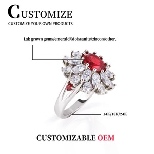 Diamondstar phòng thí nghiệm <span class=keywords><strong>Ruby</strong></span> Vòng AAA đá quý 14k vàng Nhẫn Halo tự nhiên <span class=keywords><strong>Ruby</strong></span> đá quý nhẫn không nguy cơ giá bán buôn đồ trang sức đá quý - Product Image 5