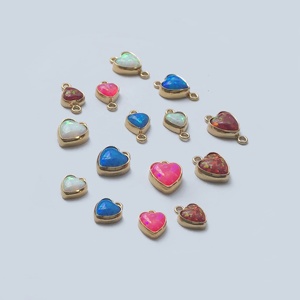 Nouveaux breloques opales en forme de cœur 2025, véritable or 14 carats plaqué, <span class=keywords><strong>pour</strong></span> la fabrication de bijoux DIY, <span class=keywords><strong>bracelets</strong></span>, colliers, connecteurs - Product Image 3