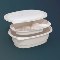 Moderne Dim Sum Bakje Deksel 232x164x83mm Gecompartimenteerde Biologisch Afbreekbare Wegwerp Ravioli Schaal voor Authentieke Dumpling Huisjes