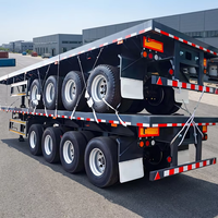 Semi-remorque plateau 30 40 50 tonnes, remorque porte-conteneurs 2 3 4 essieux pour le transport de marchandises de 20 pieds, 40 pieds, 48 pieds