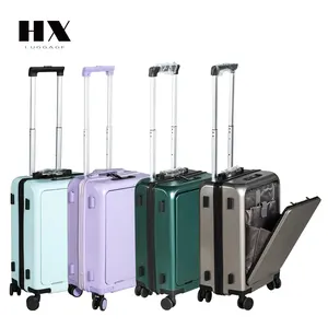 Wholesale Multifunction Front Open Luggage With Laptop USB Charging Port Trolley Travel Suitcase 20'' 24'' Password Box Boarding