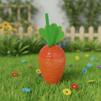 Gobelet en plastique fantaisie mignon en forme de carotte pour cocktail avec paille et couvercle pour Pâques