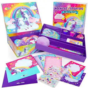 School Student Stationery Set Unicorn Gifts Letter Writing Set 45-Piece School Supplies Stationery Set For Kids