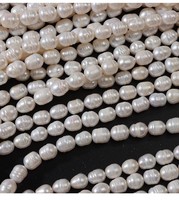 Perles de riz enfilées en gros, perles d'eau douce naturelles blanches de qualité AA, 8 mm, pour la fabrication de bijoux artisanaux DIY