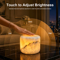 Lámpara de Mesa de Mármol Recargable y Pulida, Lámpara de Noche de Mármol Natural con Funciones de Vibración y Atenuación para Uso en Hoteles
