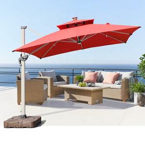 OEM personalizzato leggero Patio esterno ombrello rosso pieghevole e anti-uv impermeabile luce solare giardino parasole stampe Logo - Product Image 1