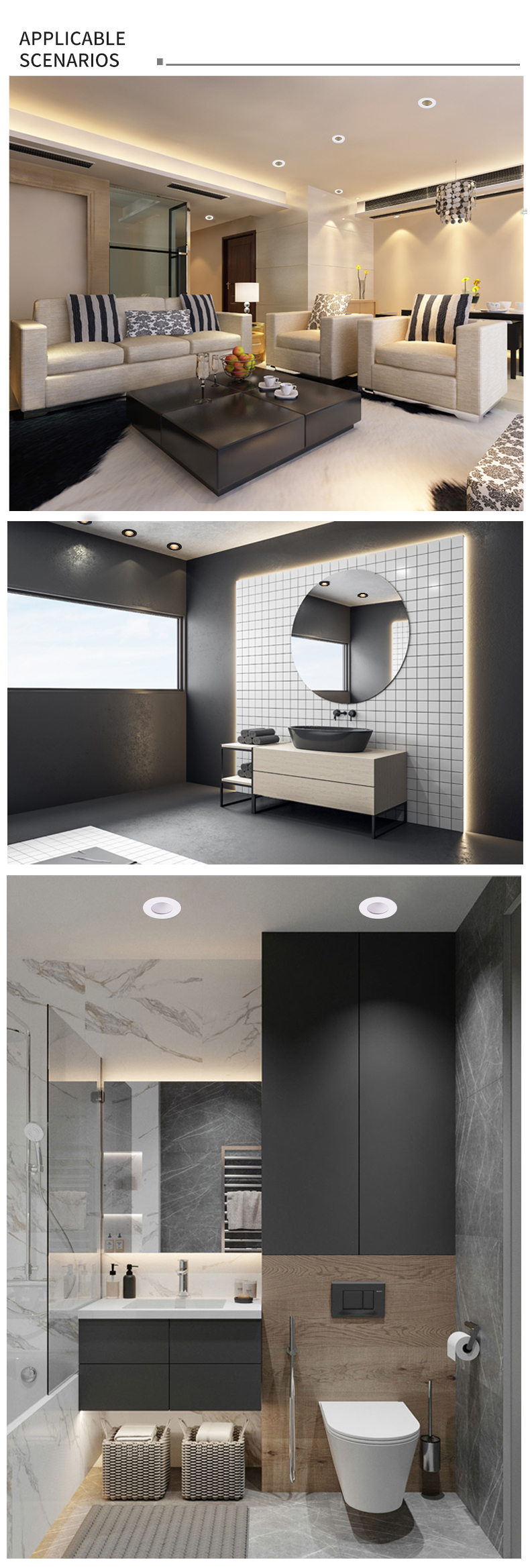Modern Bathroom Waterproof IP65 Downlights Gu10 Led Ceiling Lamp