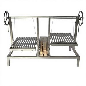 Parrilla de Barbacoa Doble Santa María de Acero Inoxidable SUS304 con Brasero, Parrilla <span class=keywords><strong>Argentina</strong></span> en V con Altura Ajustable - Product Image 1