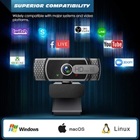 Webcam USB 1080P untuk Komputer, Laptop, atau Desktop, dengan Mikrofon, Fokus Otomatis, Status Kunci OEM, Item Mikrofon
