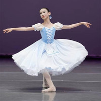 Giselle ne peut pas fermer la fille du fermier Variation Tutu bleu pour enfants Combinaison de ballet en soie personnalisée Robe de performance