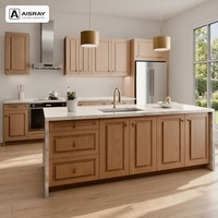 Meuble de cuisine modulaire avec portes en stratifié, aménagement îlot classique, dimensions personnalisées, boîtes de rangement en contreplaqué et tiroirs à fermeture amortie
