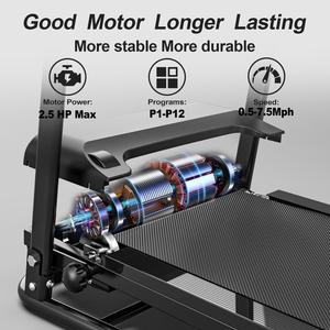 ลู่วิ่งขนาดกะทัดรัดสีดำ/ ชมพูแบบพับได้แผ่นวัดอัตราการเต้นของหัวใจแบบเงียบและไร้สายพร้อมล้อขนส่ง - Product Image 2