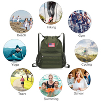Basketball Cinch Sack Bookbag Polyester résistant à l'eau Sport tactique sac à dos sac de sport cordon sac à dos avec poche zippée