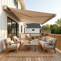 Auvent motorisé en aluminium durable, imperméable et rétractable pour patio avec éclairage LED intégré
