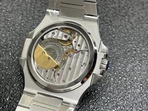 Caja de plata de lujo hecha a mano con dimensiones de 40 mm para reloj mecánico automático para hombre. Esfera de acero inoxidable de 22 mm. - Product Image 3