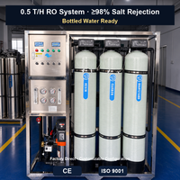 Système de traitement d'eau par osmose inverse 500 LPH, ligne d'eau en bouteille, purificateur RO, machine de purification d'eau, 0,5 T/H, rejet de sel de 98 %, 2 kW, 380 V/220 V