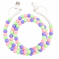 Câble de charge perlé couleur bonbon FASHLINK, cordon de chargeur USB multi-ports, câble de charge rapide Type C, cadeau tendance pour téléphone