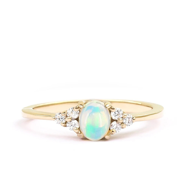 Opal Engagement Ring Rose Gold Plated Rings Silver Opal Rings