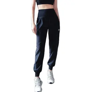В наличии новые стильные свободные штаны для йоги тренировочные быстросохнущие дышащие брюки для фитнеса женские спортивные штаны с высокой талией