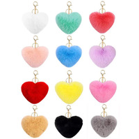 Porte-clés coeur Porte-clés pompon moelleux Porte-clés coeur peluche