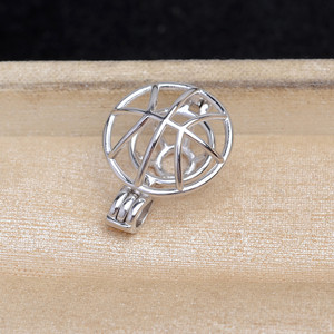 Pendentif en argent S925 pour basket-ball, accessoire de bricolage pour bijoux en perles, cage à perles sans trou de 8-9 mm, pendentif pour bijoux, A6037 - Product Image 4
