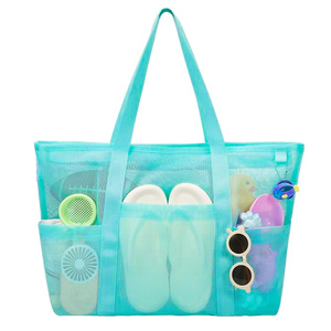 Dongyu Hot Bán mới nhất Mô hình bãi biển màu xanh lá cây và màu tím Organiser lưới túi lớn bãi biển không thấm nước Tote Túi - Product Image 1