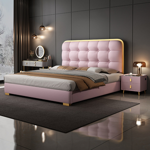 Giường da phong cách sang trọng nhẹ nhàng, tựa lưng mềm mại, giường đôi dày dặn, giường ngủ cao cấp có ngăn chứa đồ cho phòng ngủ gia đình - Product Image 5