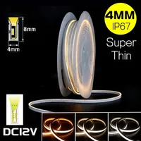 Bande lumineuse LED néon super fine 4x8mm DC12V, flexible, étanche, en silicone, avec diffuseur, pour encastrer dans les armoires, les chambres, etc.
