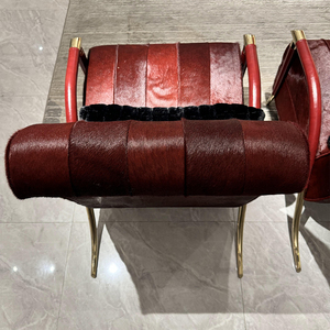 Factory Outlet Italian Luxury Living Room Red Horsehair Genuine Leather Arm Chair Modern Chair -01-S836 Leather Chair - Product Image 5